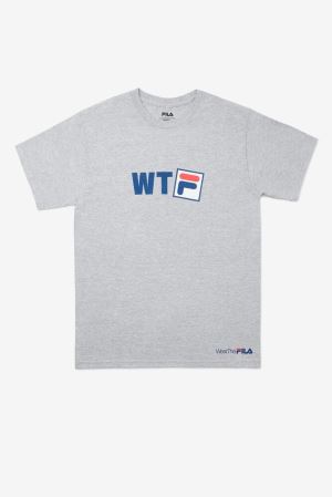 FILA Wtf T-shirt Shirts Grey,Mens Tennis | CA.MYFPAU571